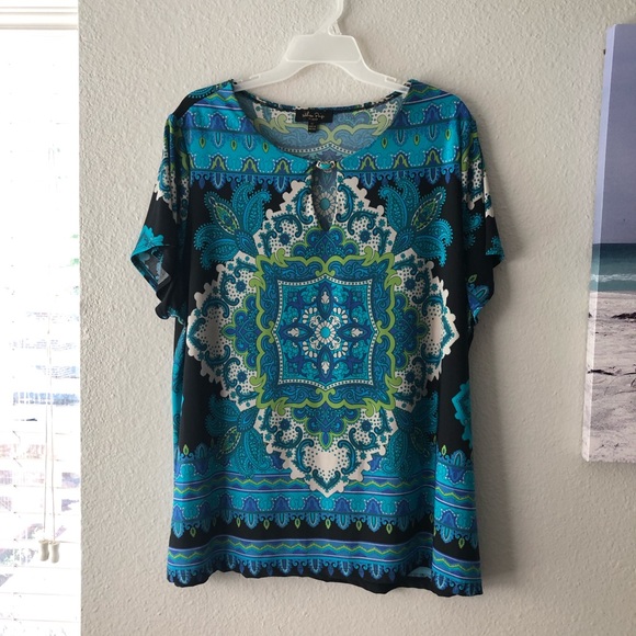 Melissa Paige Tops - Melissa Paige 1X Blue and Black Tunic